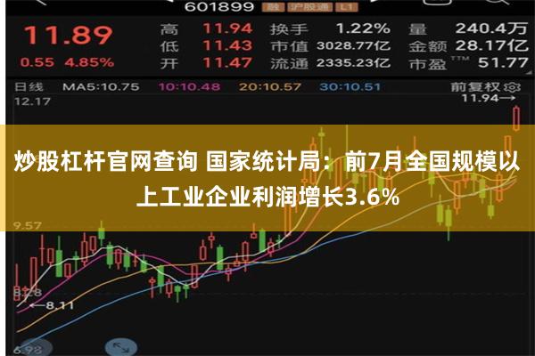 炒股杠杆官网查询 国家统计局：前7月全国规模以上工业企业利润增长3.6%